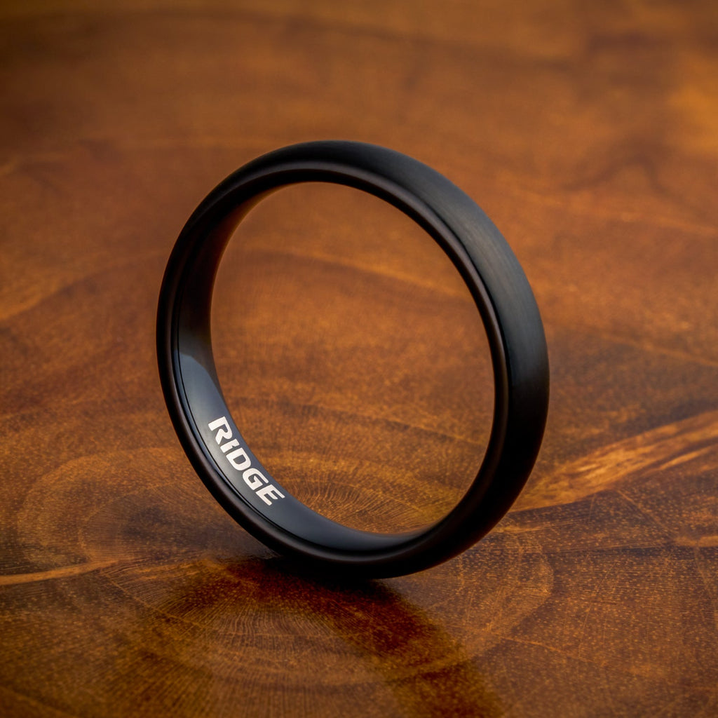 Ridge 4mm Rounded Ring Set - Royal Black - Image 6