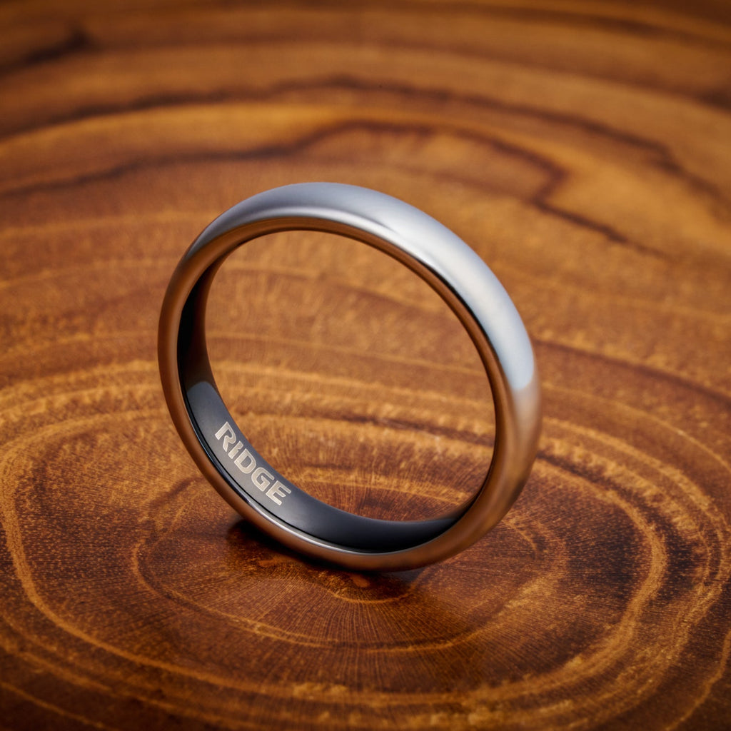 Ridge 4mm Rounded Ring Set - Platinum - Image 6