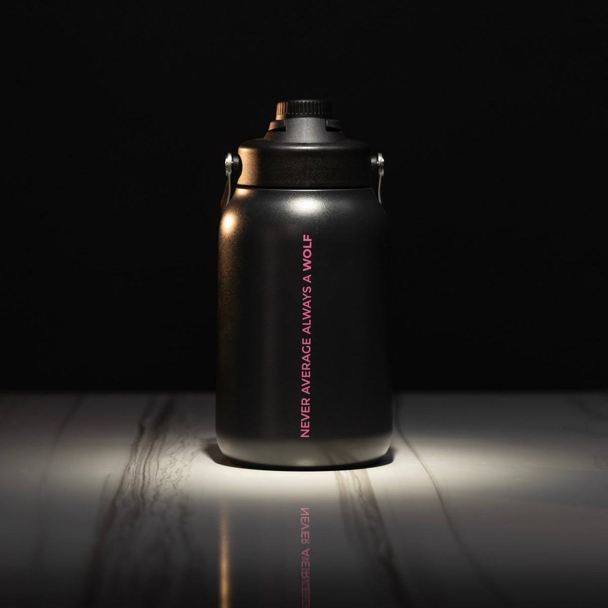 64oz Flask Black Pink Letters - Image 2