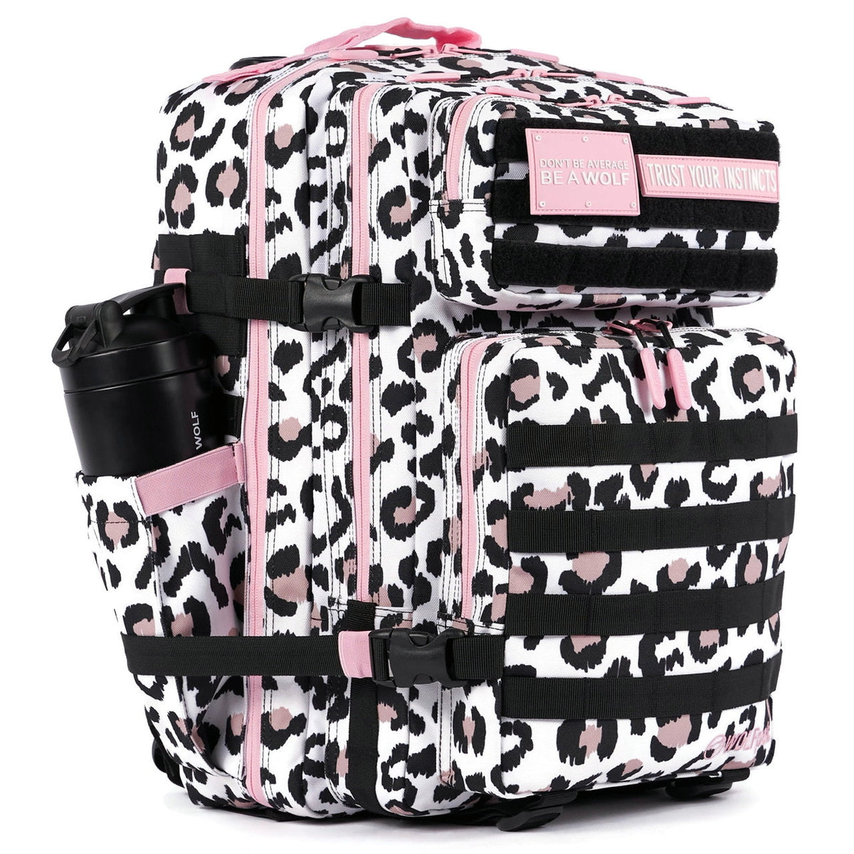 45L Backpack Leopard Pink Zip - Image 2