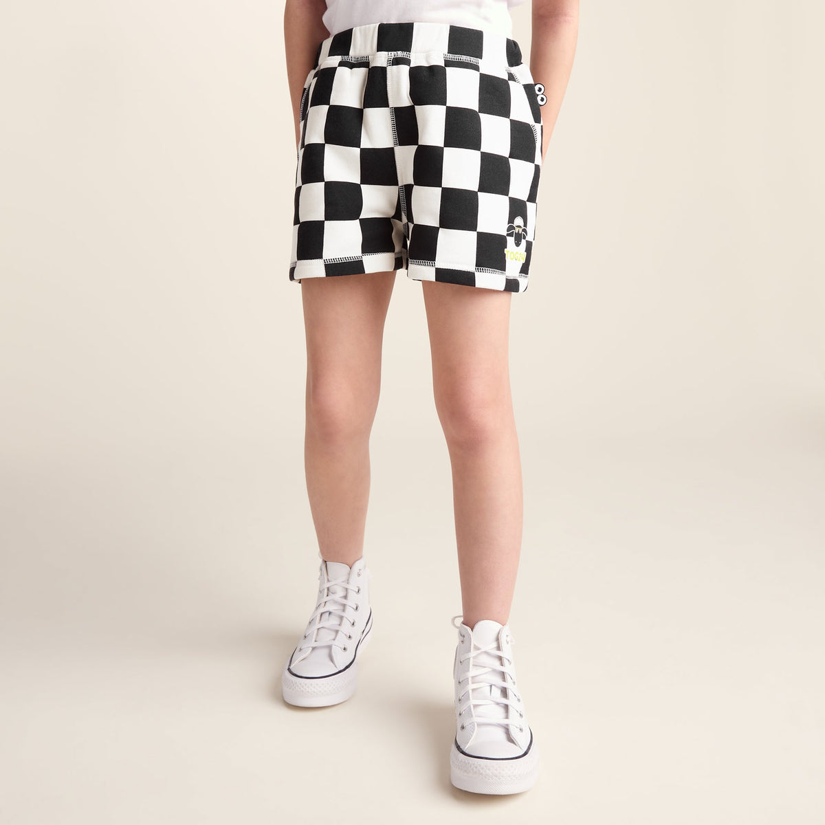 Afrino Kids Shaun the Sheep Sweatshort - Black Woolly Checkerboard