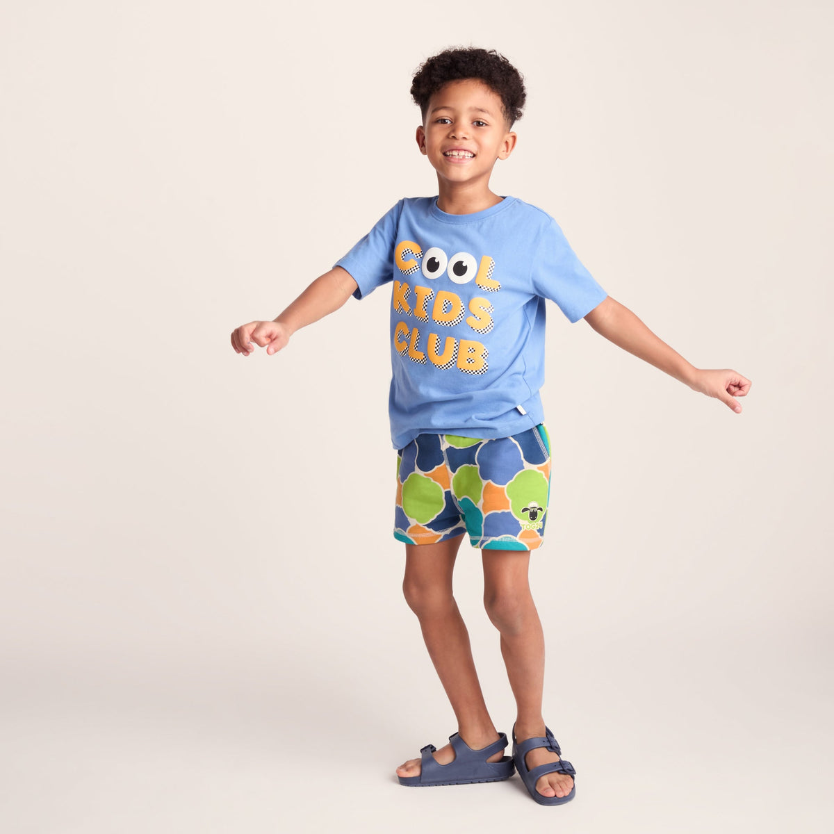 Afrino Kids Shaun the Sheep Sweatshort - Lime Cloud Print - Image 6