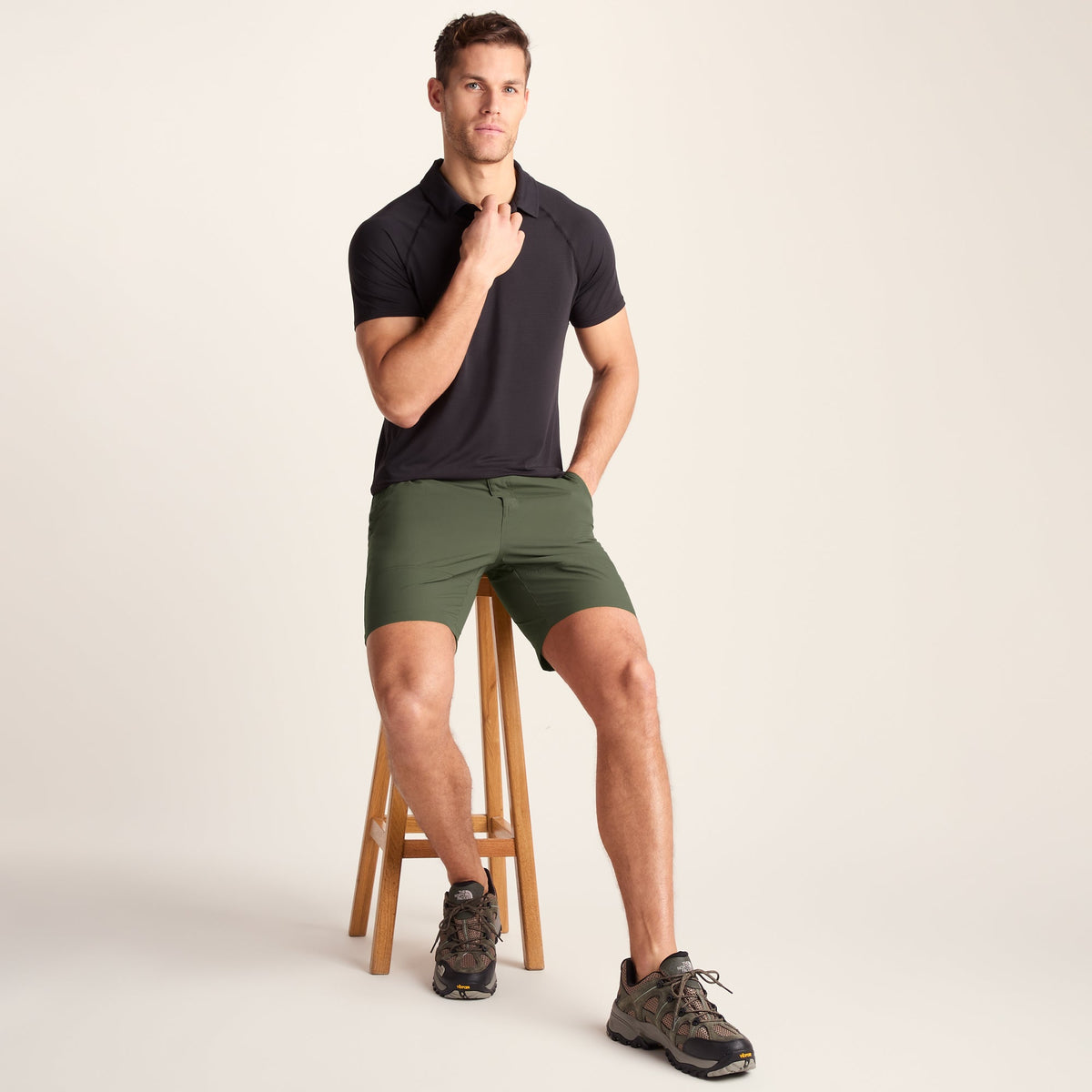 Amble Mens Lightweight Ripstop Performance Shorts - Khaki - Image 5