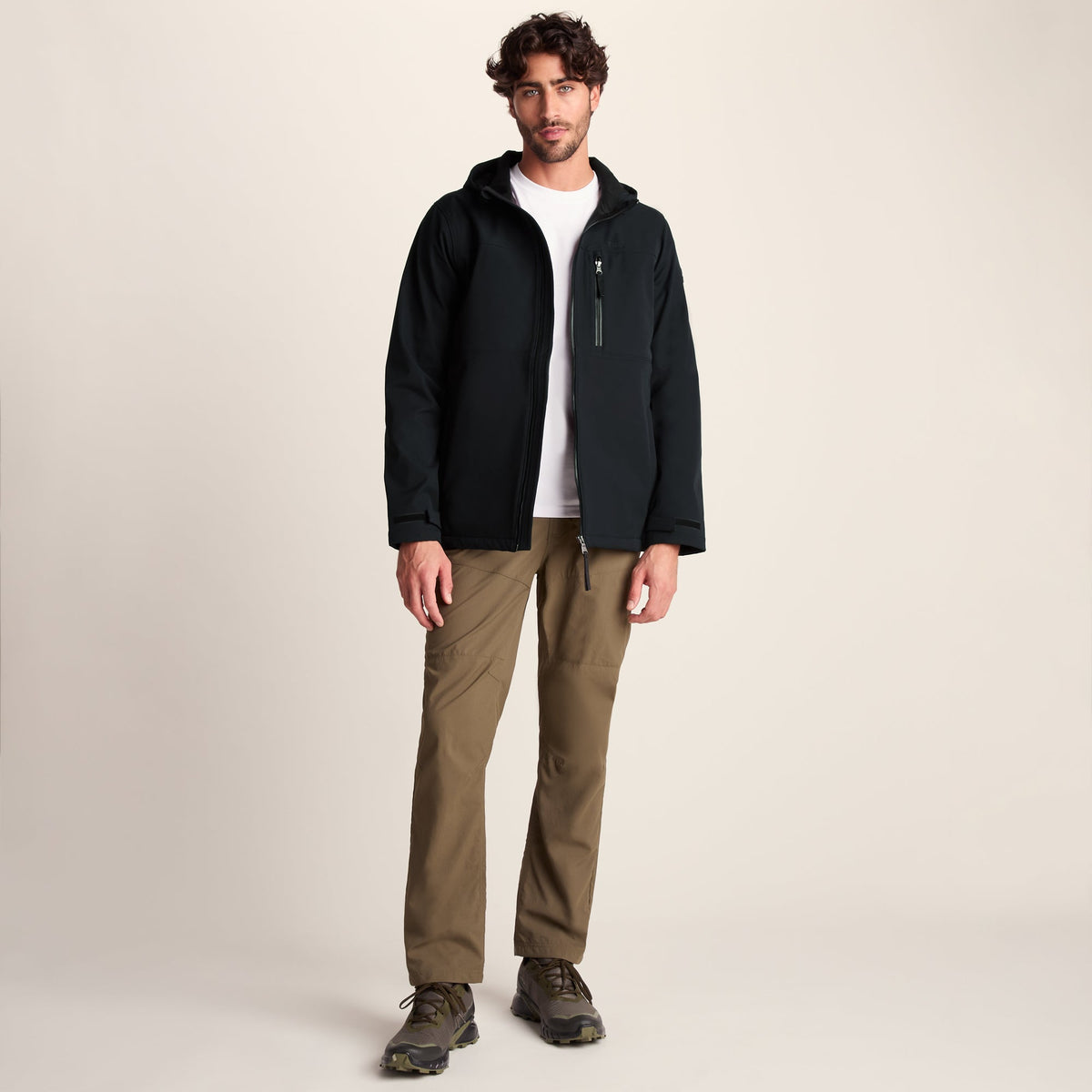 Andro Mens Hooded Waterproof Softshell Jacket - Black - Image 2
