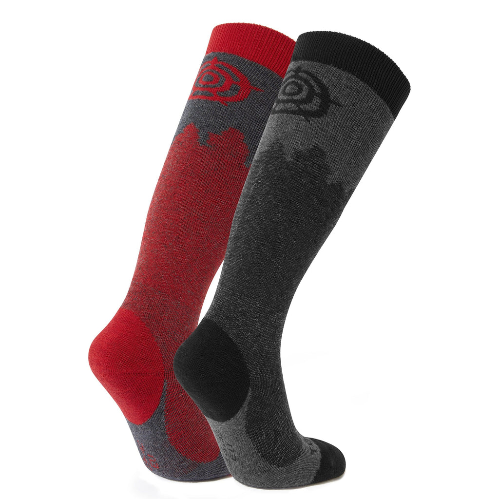 Aprica 2 Pack Mens Ski Sock - Black/Chilli Red - Image 2