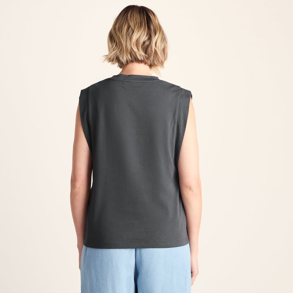 April Womens 100% Cotton Supersoft Boxy Fit Vest - Deep Slate - Image 3