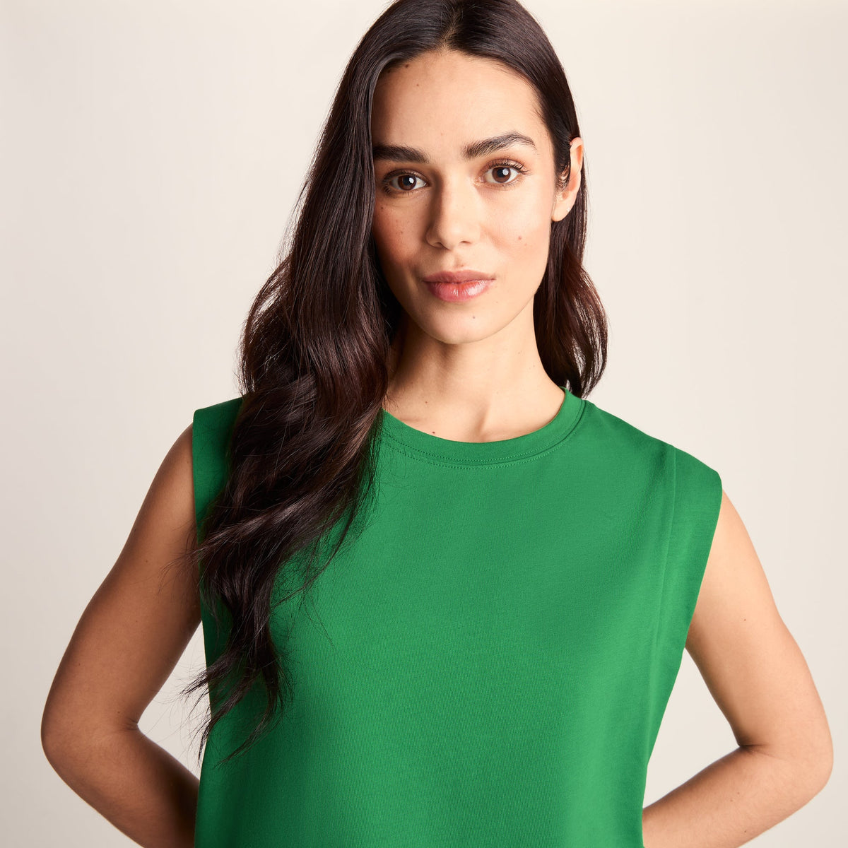 April Womens 100% Cotton Supersoft Boxy Fit Vest - Sage - Image 5