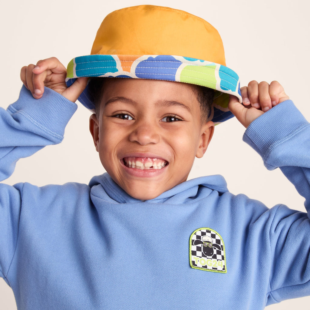 Balkhi Kids Shaun the Sheep Bucket Hat - Lime Cloud Print - Image 4