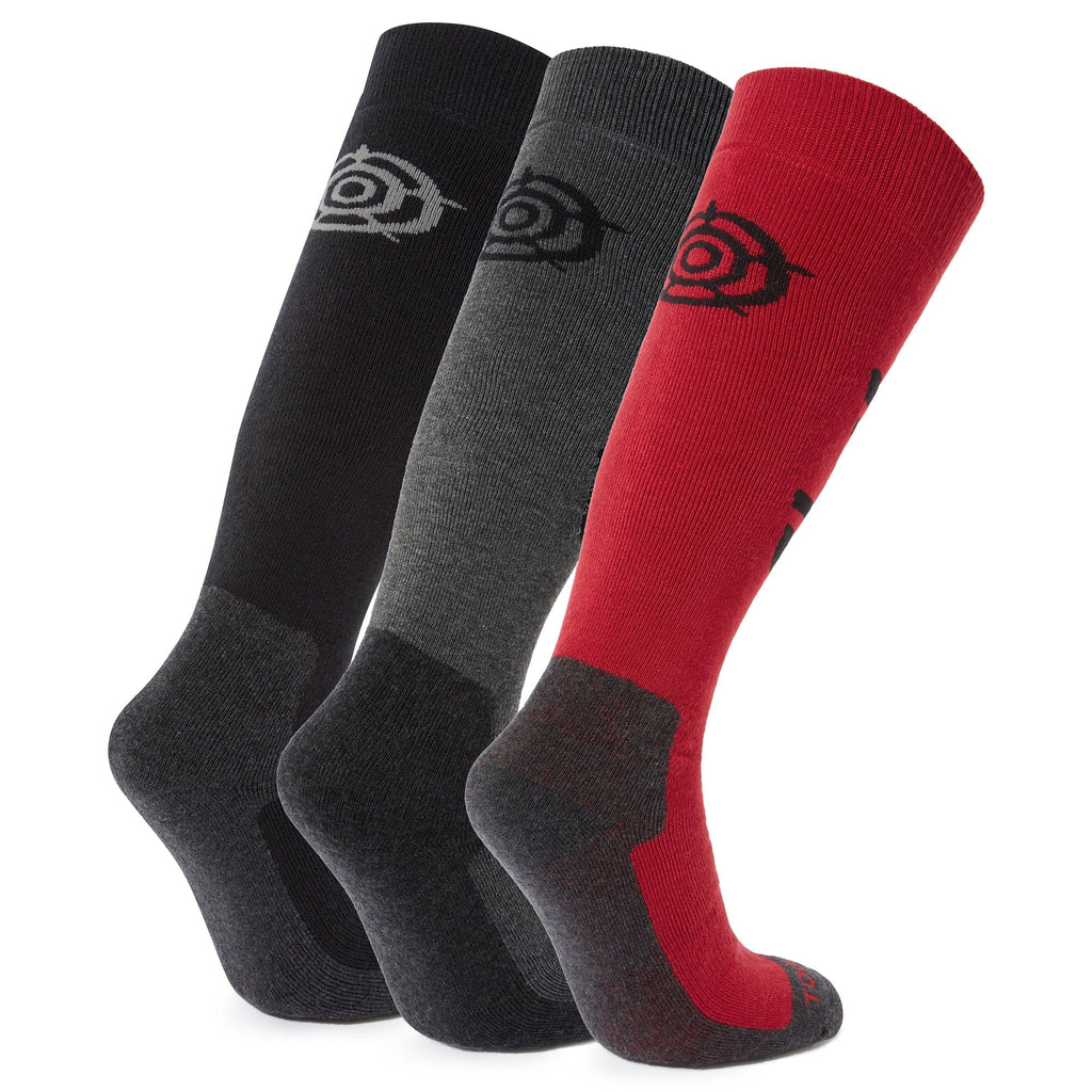 Bergenz 3 Pack Mens Ski Socks - Black/Chilli Red /Dark Grey Marl - Image 2