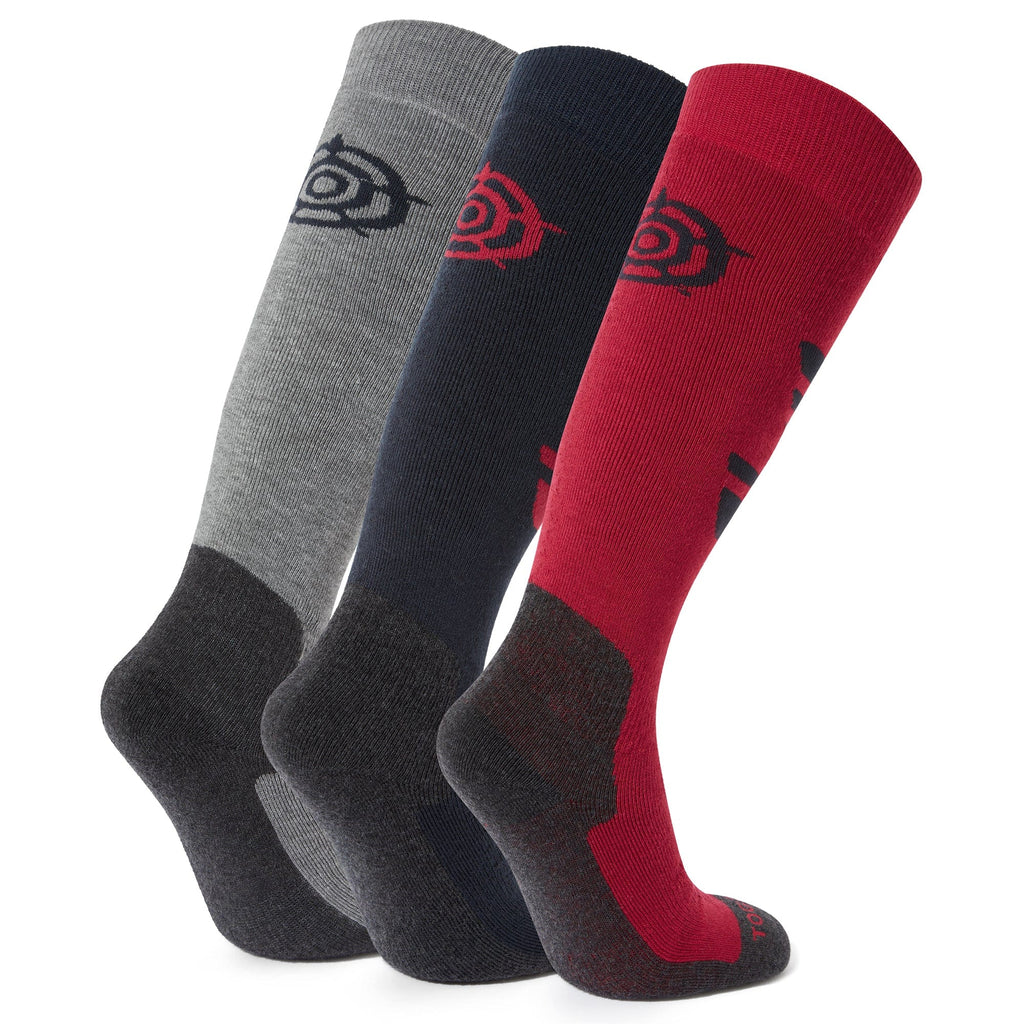 Bergenz 3 Pack Womens Ski Socks - Dark Indigo/Dark Pink/Light Grey Marl - Image 2