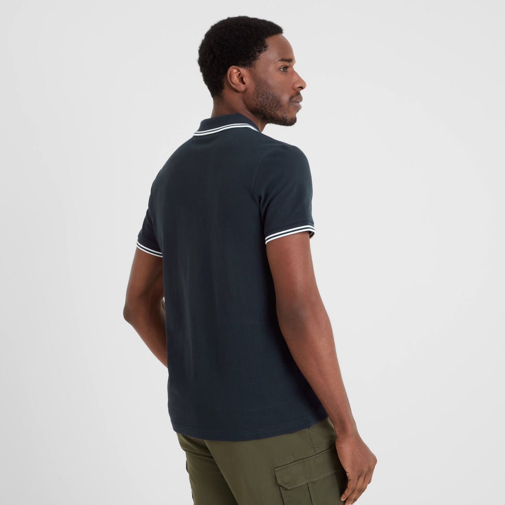 Biston Mens 100% Cotton Pique Polo Shirt - Dark Indigo - Image 3