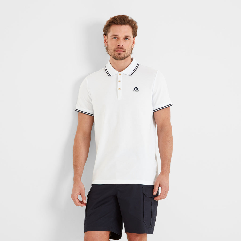 Biston Mens 100% Cotton Pique Polo Shirt - Optic White - Image 3