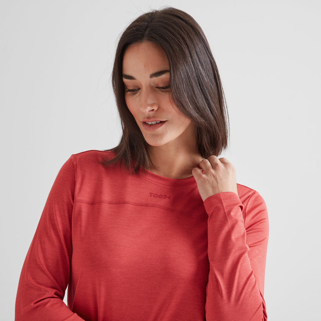 Blakely Womens Long Sleeve Performance Top - Cranberry Marl - Image 6