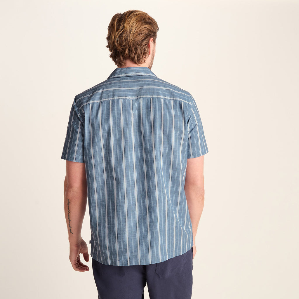 Boldon Mens 100% Cotton Supersoft Short Sleeve Shirt - Light Blue Stripe - Image 4
