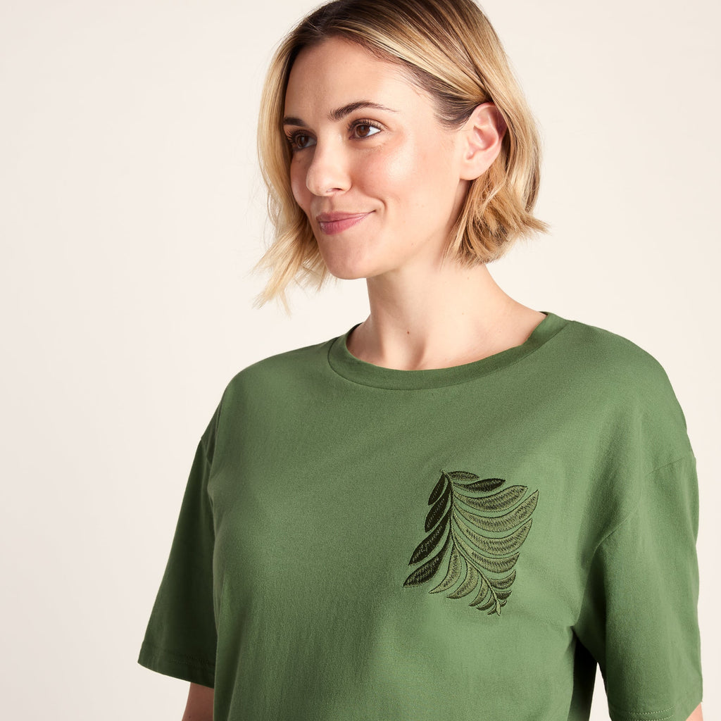 Botanical Womens Relaxed Fit Supersoft T-shirt - Dark Matcha - Image 5