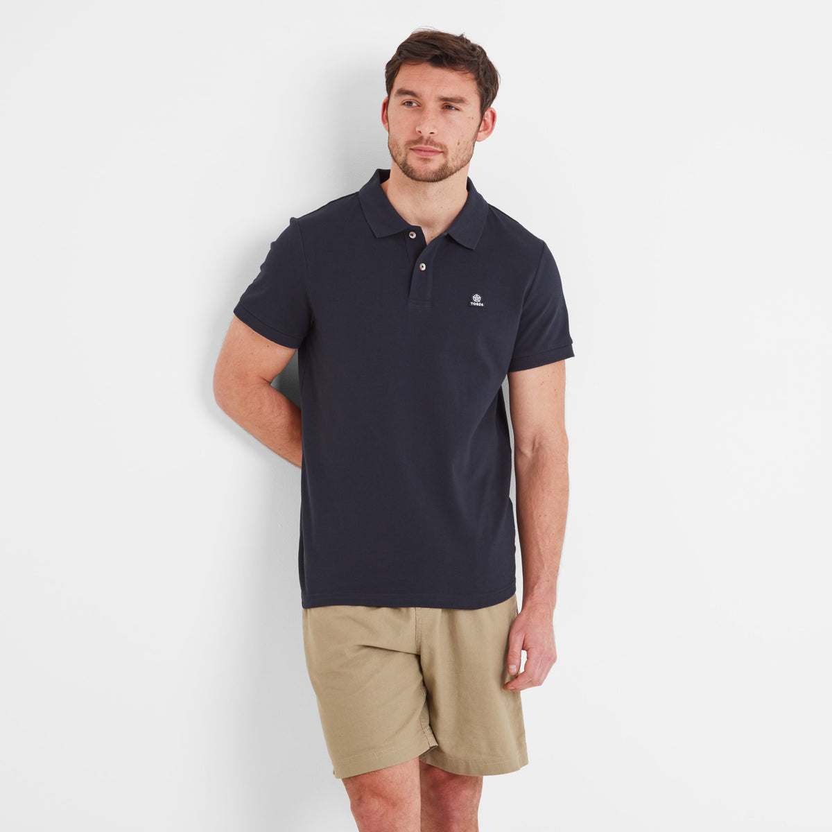 Braunton Mens 100% Cotton Pique Polo Shirt - Dark Indigo - Image 2