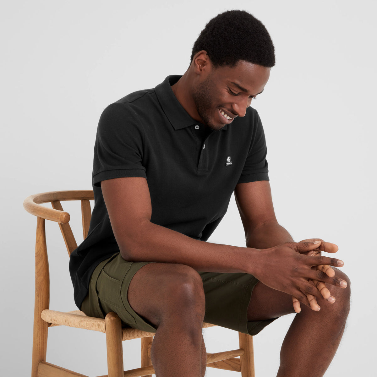 Braunton Mens 100% Cotton Pique Polo Shirt - Black - Image 4