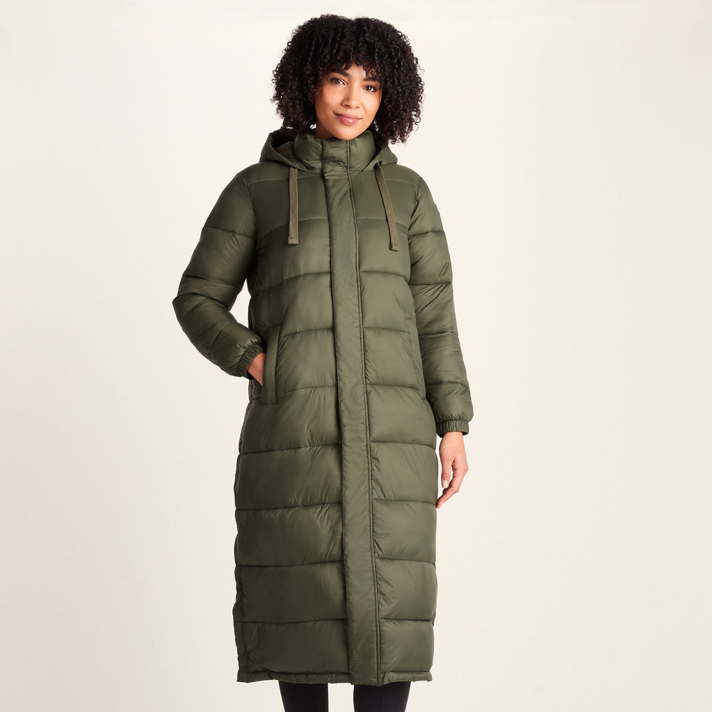 Cautley Womens Long Padded Shower Resistant Jacket - Khaki - Image 3