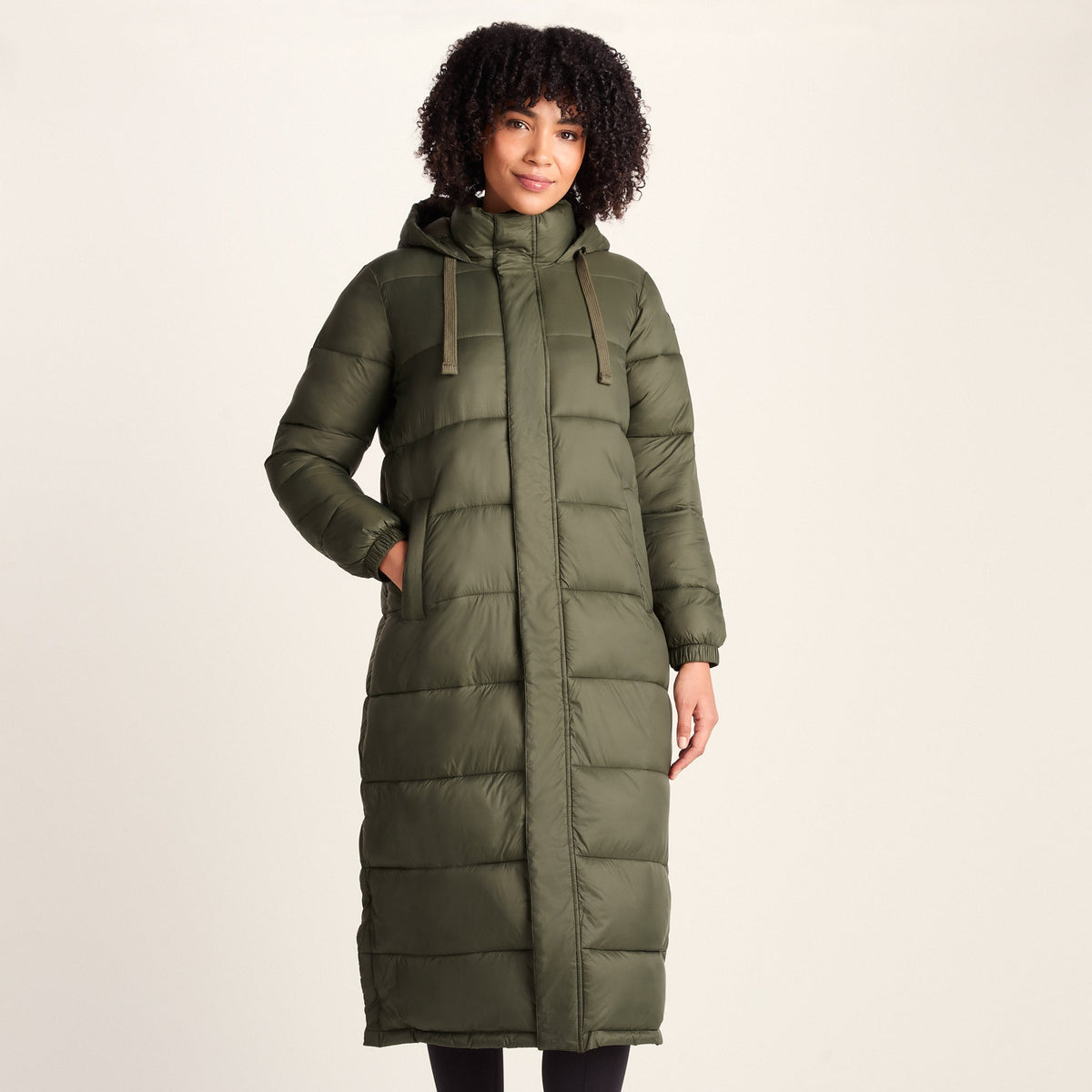 Cautley Womens Long Padded Shower Resistant Jacket - Khaki - Image 3