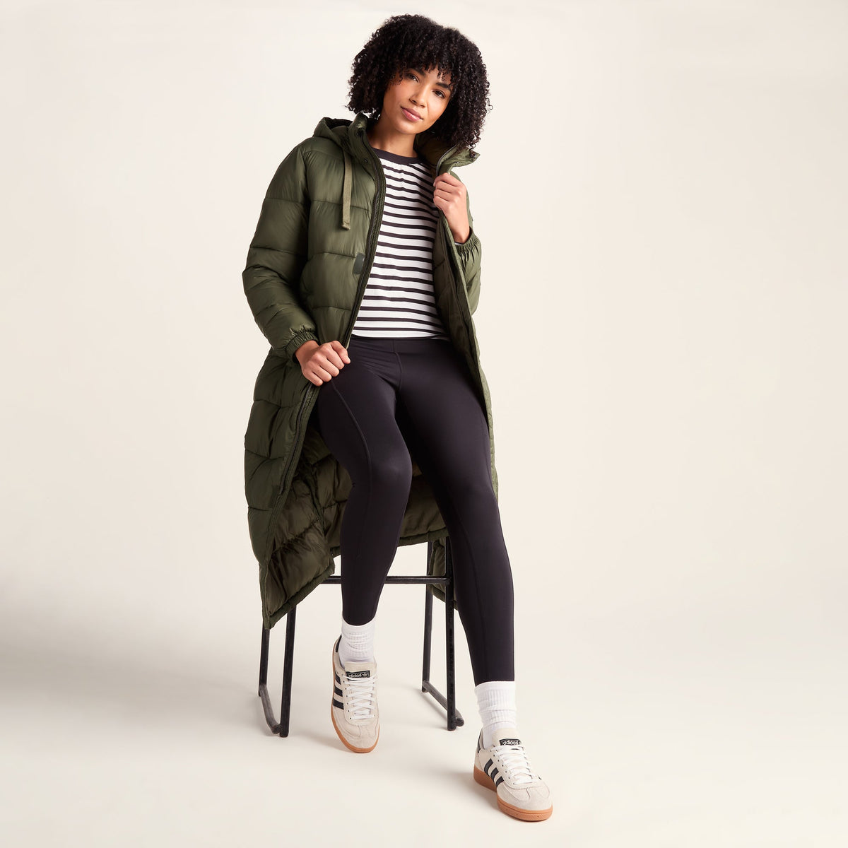 Cautley Womens Long Padded Shower Resistant Jacket - Khaki - Image 7