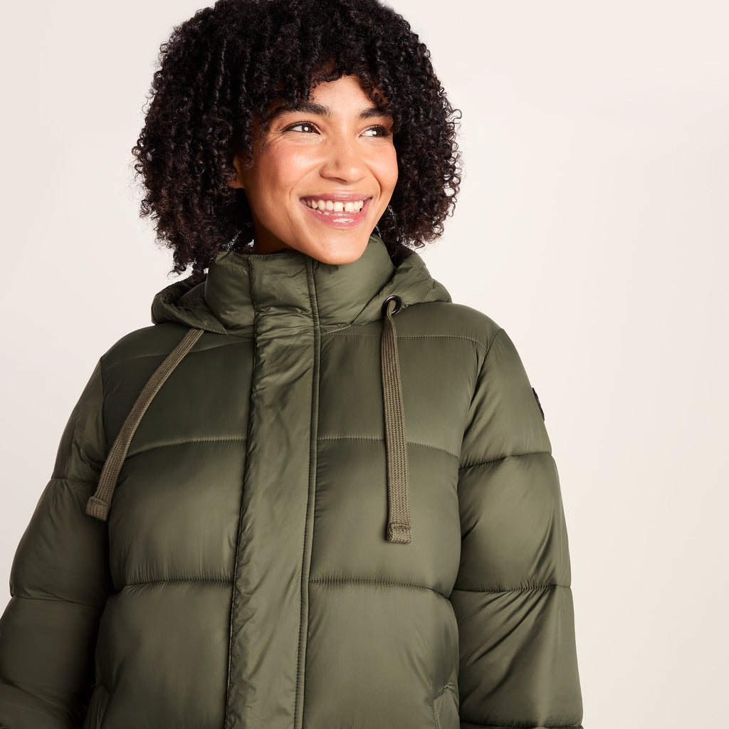 Cautley Womens Long Padded Shower Resistant Jacket - Khaki - Image 8