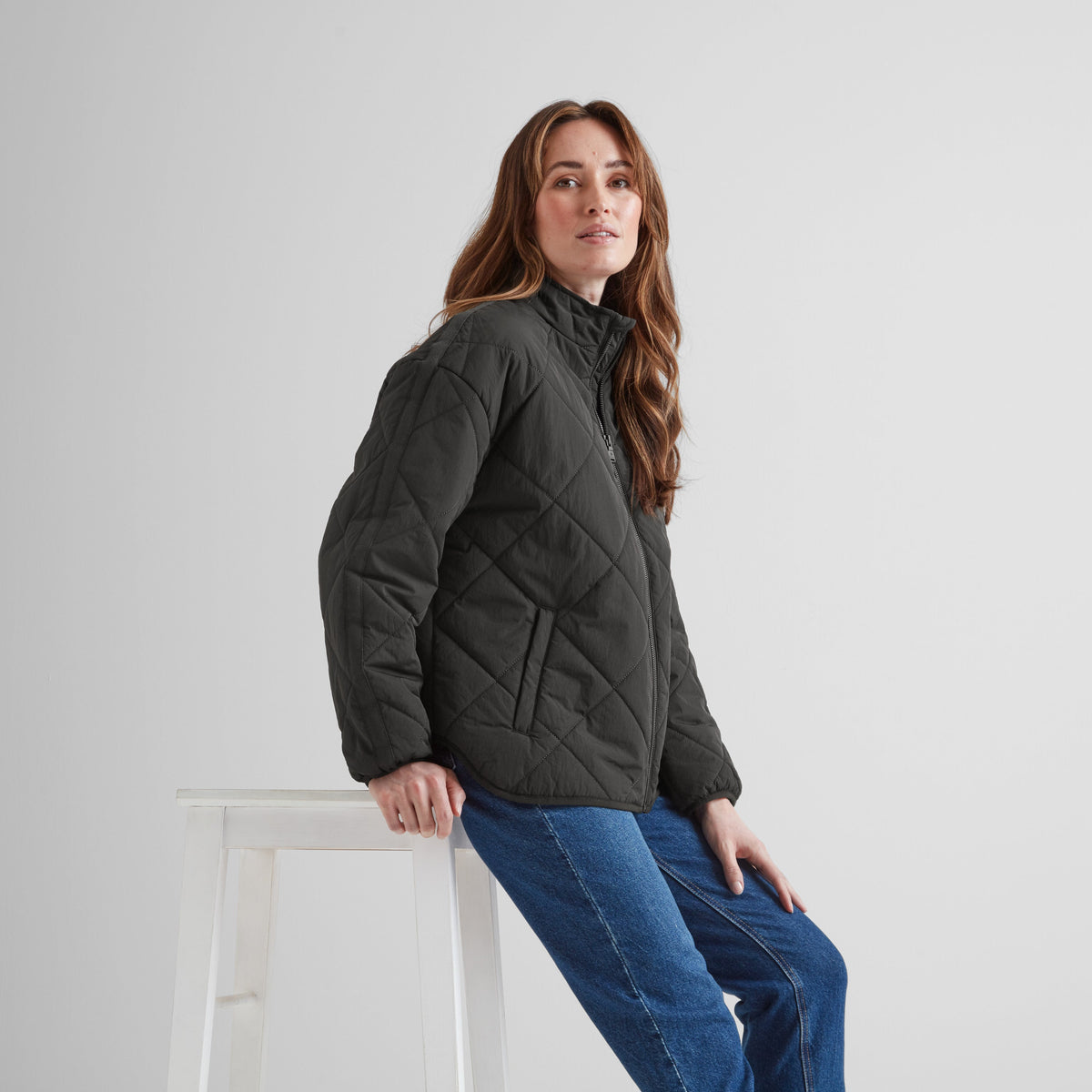 Cirnan Womens Shower Resistant Insulated Packaway Jacket - Washed Black - Image 4