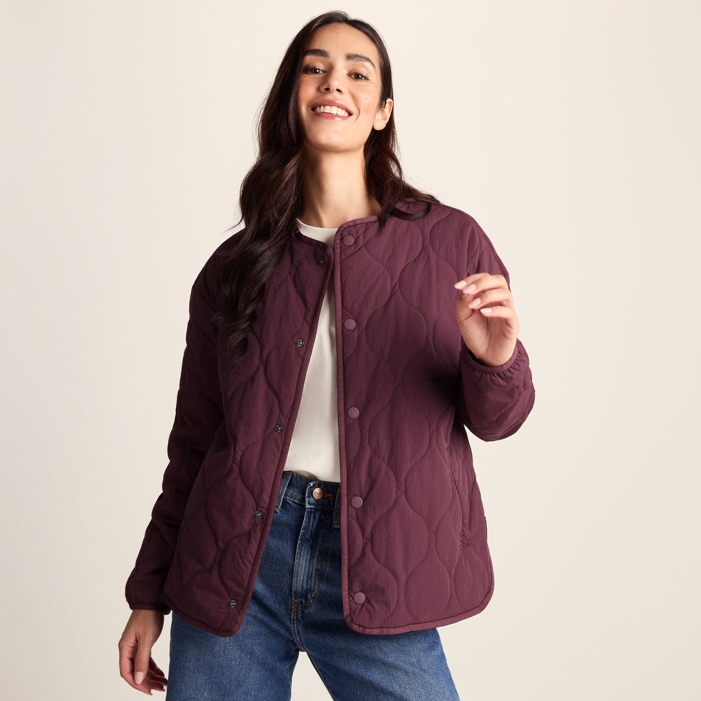 Cleadon Womens Relaxed Fit Shower Resistant Lightweight Insulated Jacket - Black Raspberry