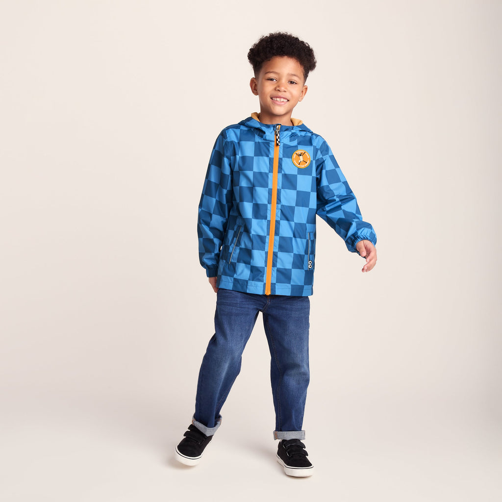 Cohampshire Kids Shaun the Sheep Waterproof Jacket - Bluebell/Night Blue Checkerboard - Image 2