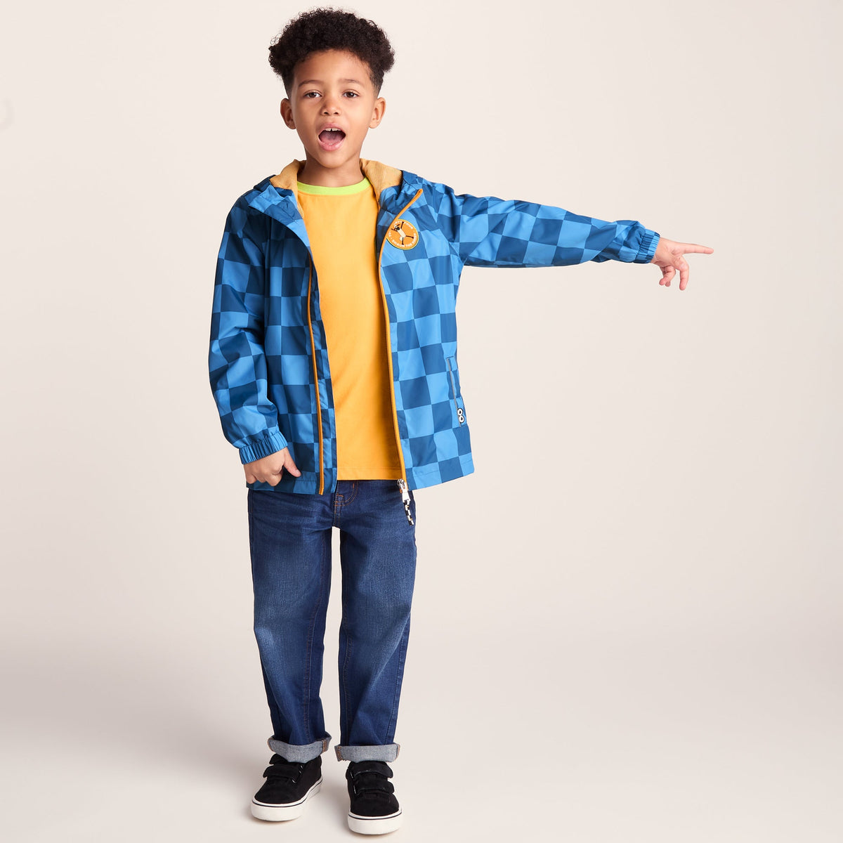 Cohampshire Kids Shaun the Sheep Waterproof Jacket - Bluebell/Night Blue Checkerboard - Image 6