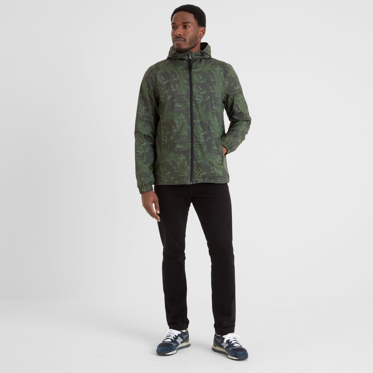 Craven Mens Waterproof Packaway Jacket - Forage Green Brushstroke Print - Image 2