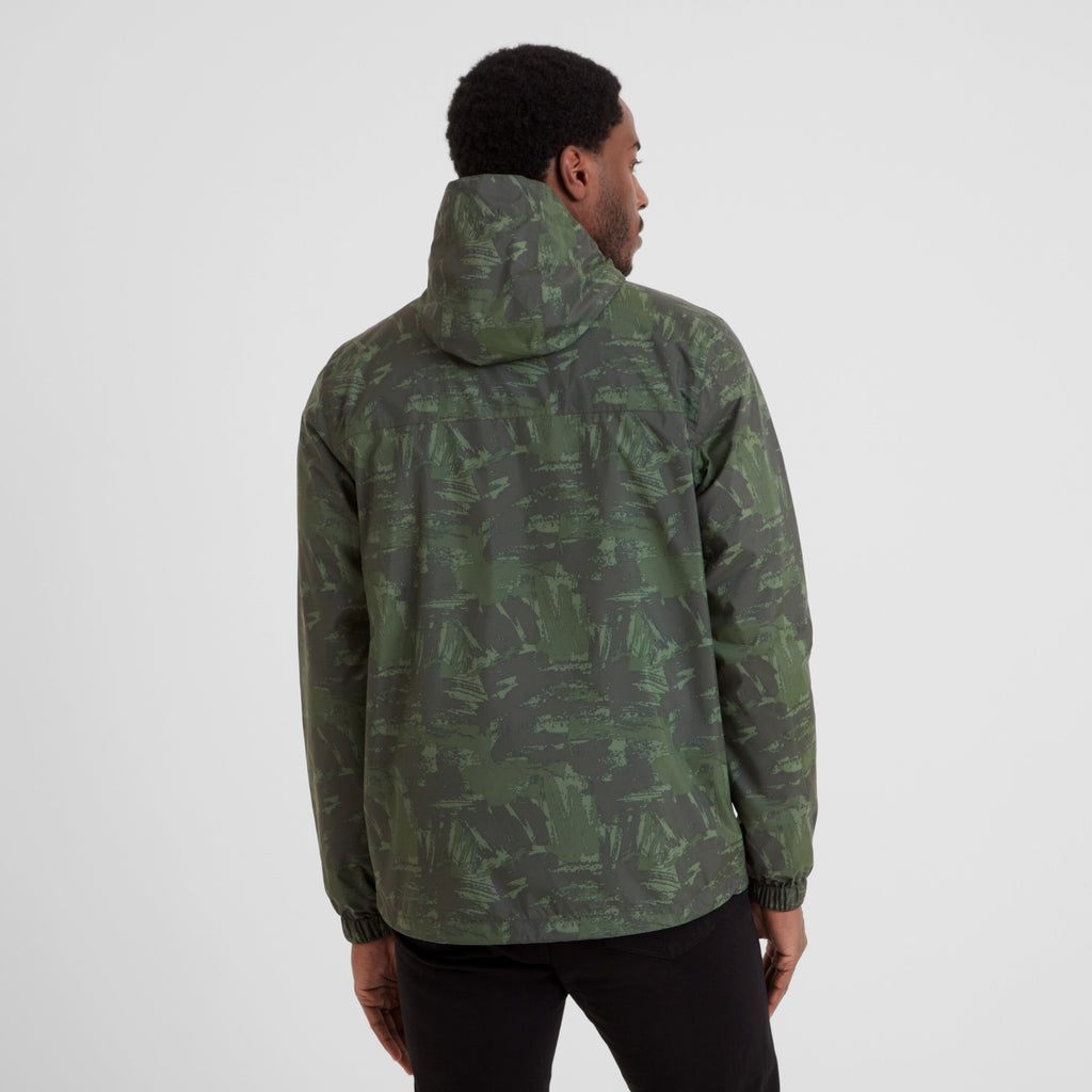 Craven Mens Waterproof Packaway Jacket - Forage Green Brushstroke Print - Image 4