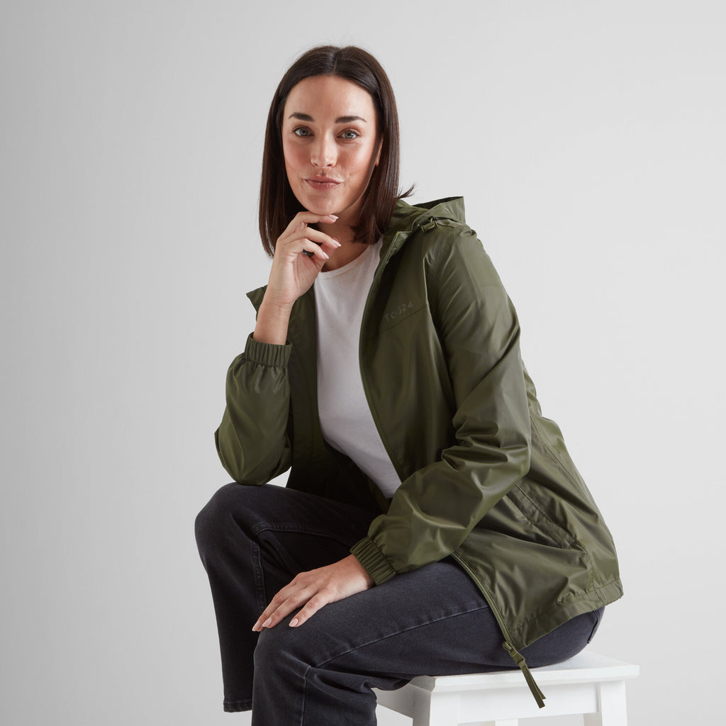 Craven Womens Waterproof Packaway Jacket - Khaki - Image 5