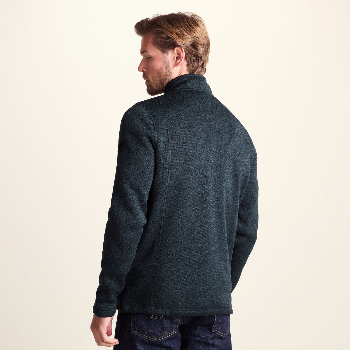 Cresswell Mens Knitlook Fleece Jacket - Dark Indigo Marl - Image 3