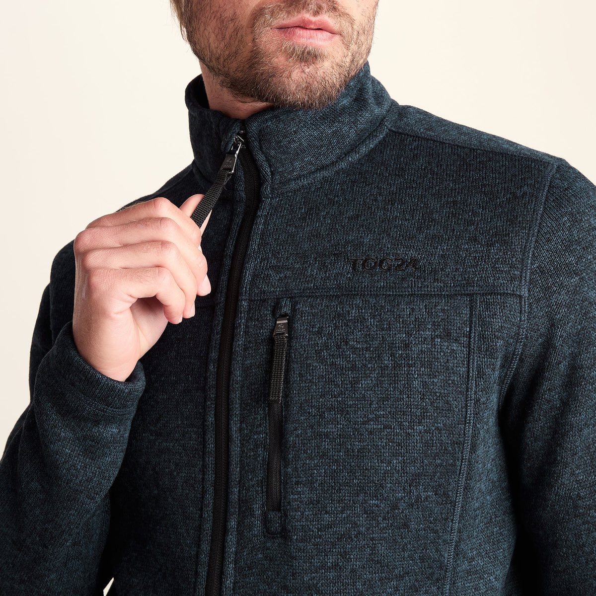 Cresswell Mens Knitlook Fleece Jacket - Dark Indigo Marl - Image 5