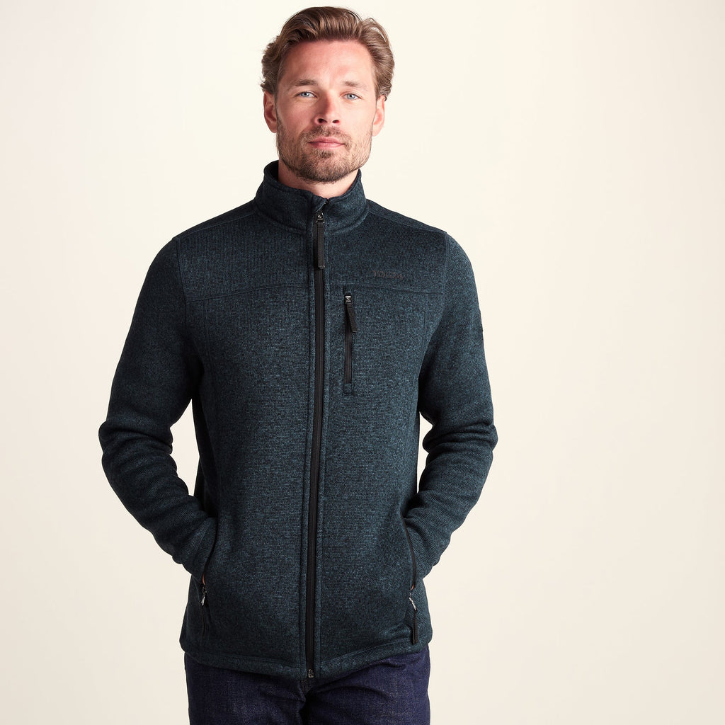 Cresswell Mens Knitlook Fleece Jacket - Dark Indigo Marl - Image 7