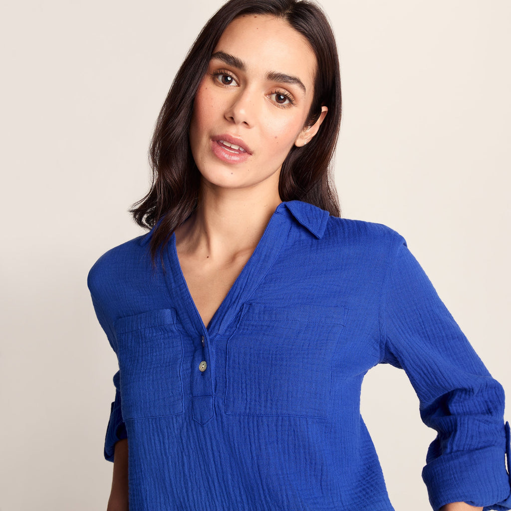Cruise Womens Long Sleeve 100% Cotton Shirt - Ultramarine Blue - Image 6