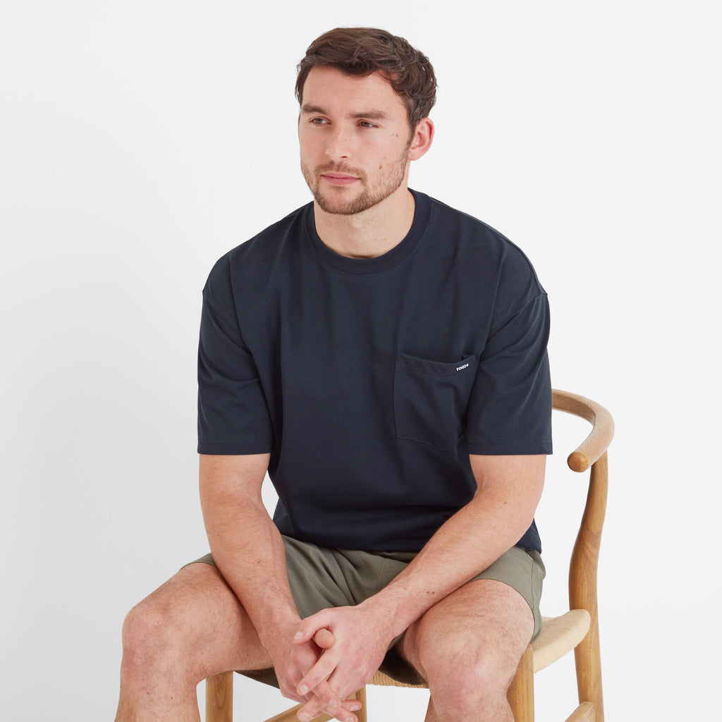 Denva Mens Oversized Premium Heavyweight Jersey T-Shirt - Dark Indigo - Image 4