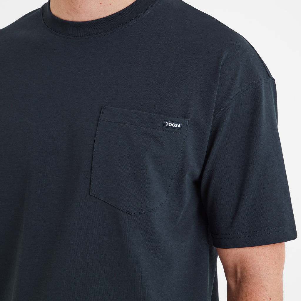 Denva Mens Oversized Premium Heavyweight Jersey T-Shirt - Dark Indigo - Image 5