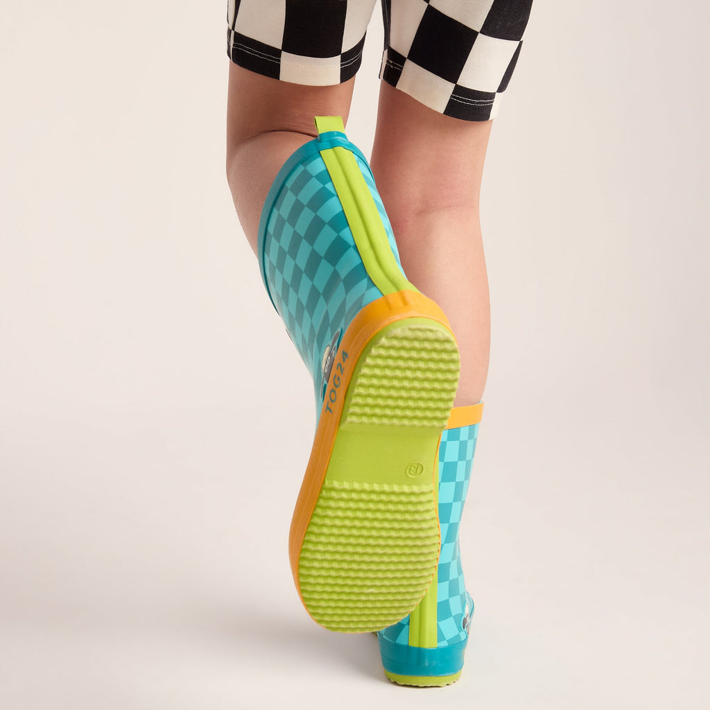 Dorper Kids Shaun the Sheep Wellies - Spearmint/Bubblegum Checkerboard - Image 3