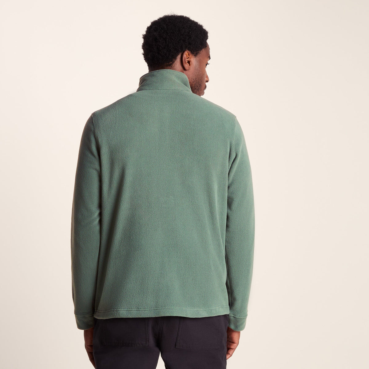 Dowson Mens Relaxed Fit Microfleece Zip Neck - Black/Light Forest - Image 3