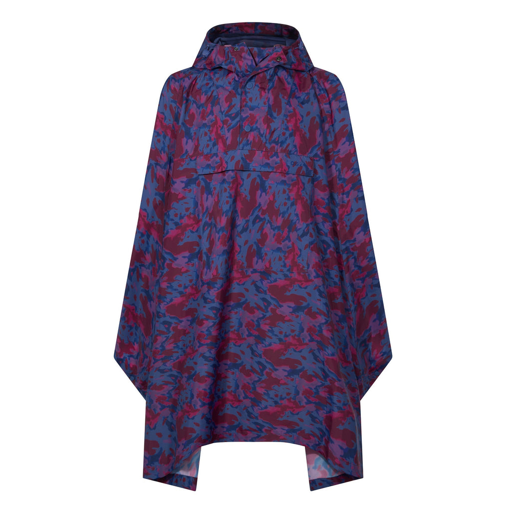 Drench Unisex Waterproof Poncho - Oxford Blue Abstract Print - Image 9
