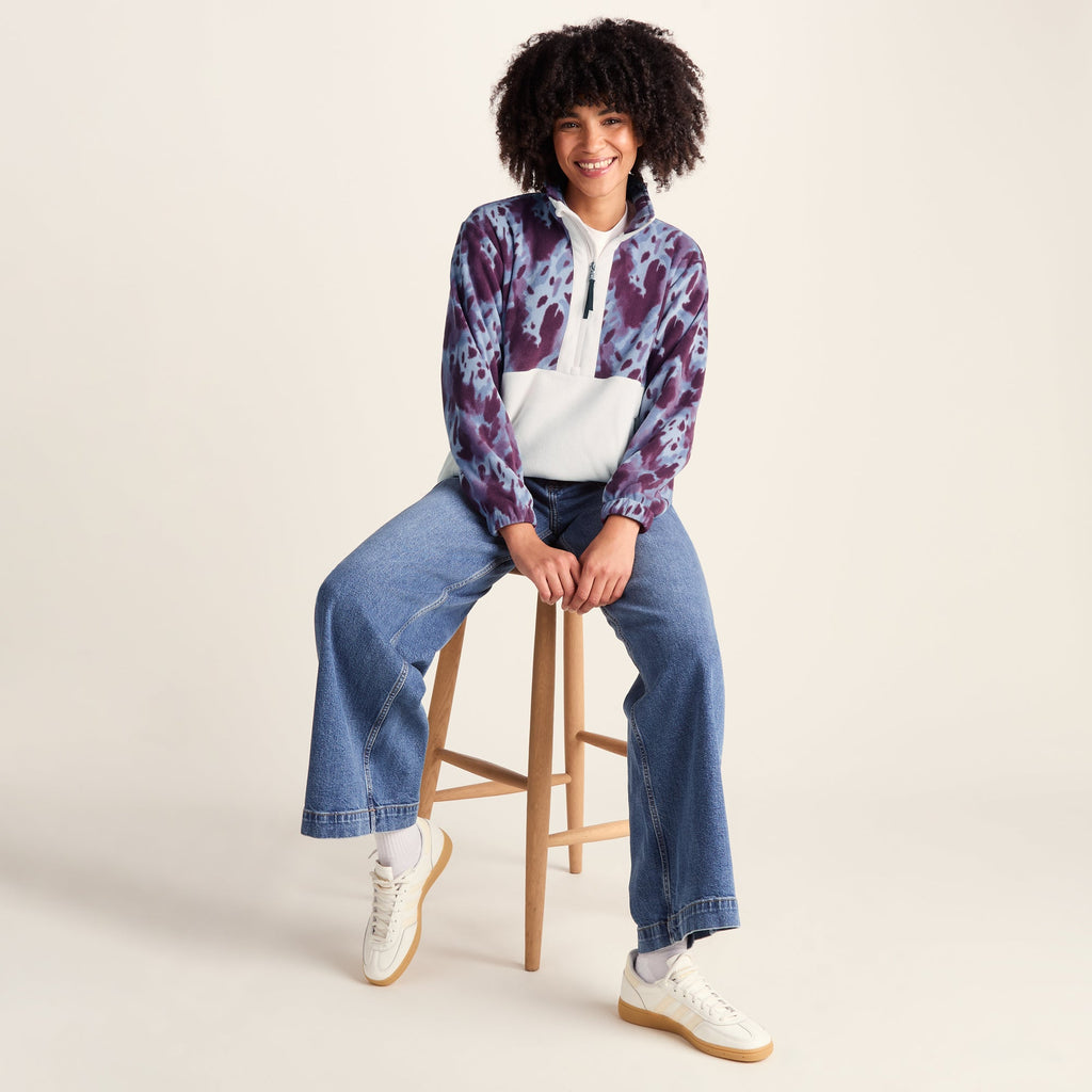 Eden Womens Relaxed Fit Microfleece Zip Neck - Smokey Blue Print - Image 4