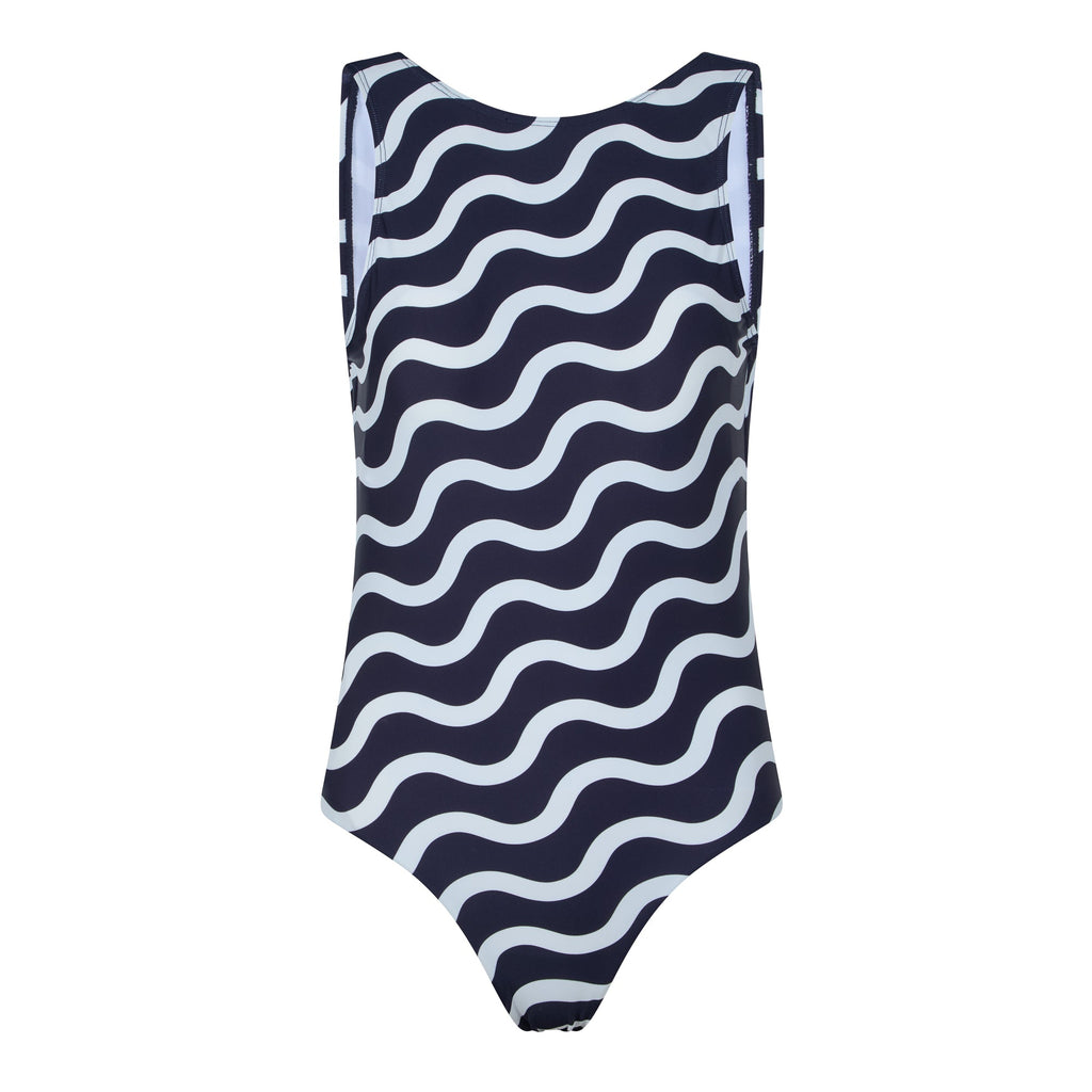 Elaini Womens One Piece Swimsuit - Oxford Blue Wave Print - Image 7