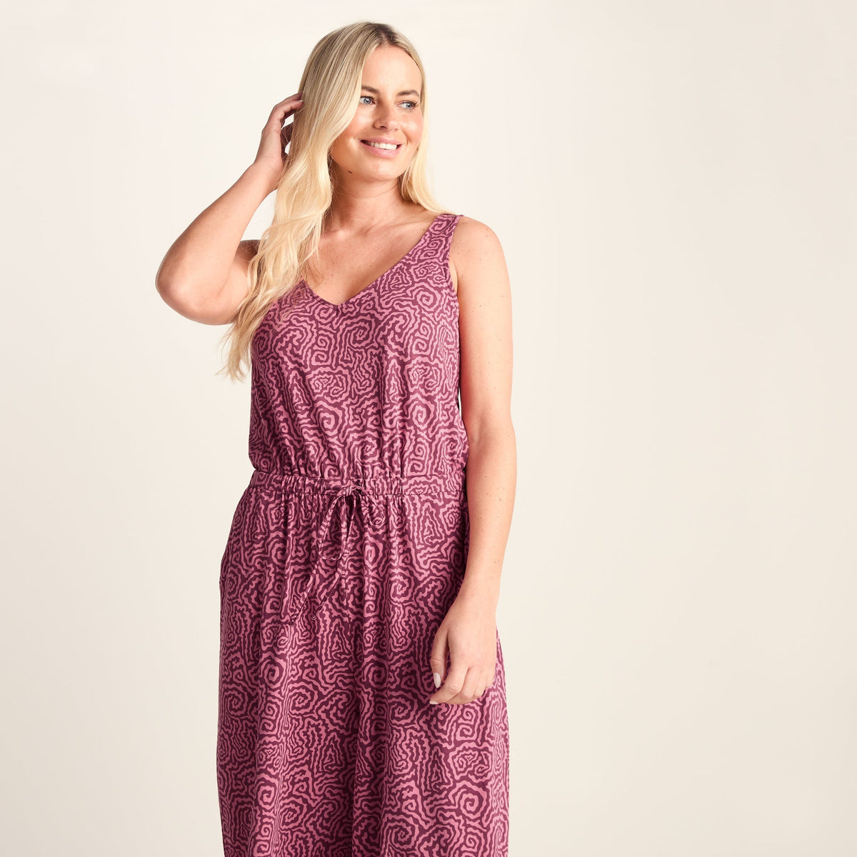 Emmie Womens Supersoft Jumpsuit - Black Raspberry Wiggle Print - Image 4