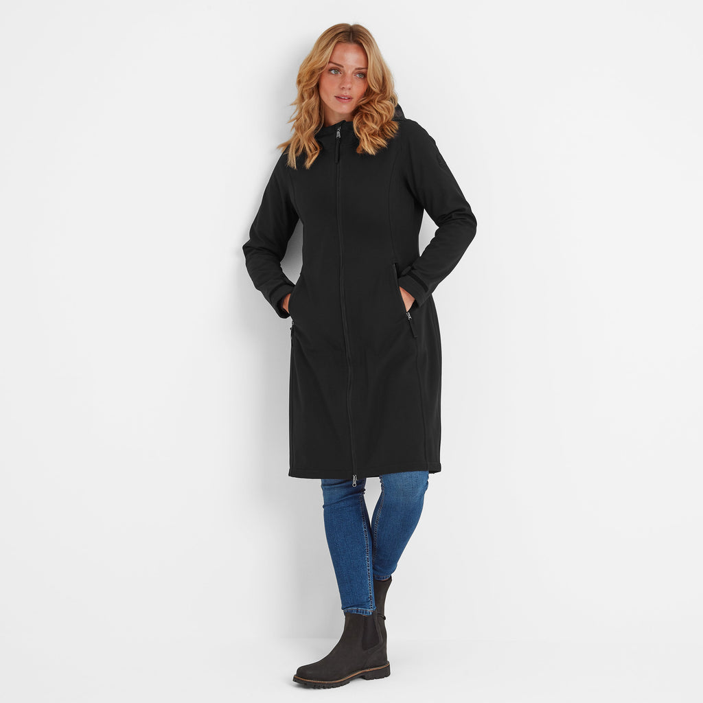 Enya Womens Longline Waterproof Softshell Jacket - Black - Image 2