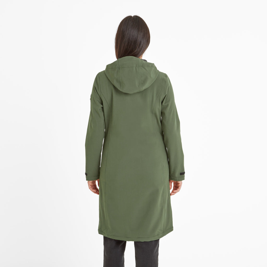 Enya Womens Longline Waterproof Softshell Jacket - Dark Green - Image 3