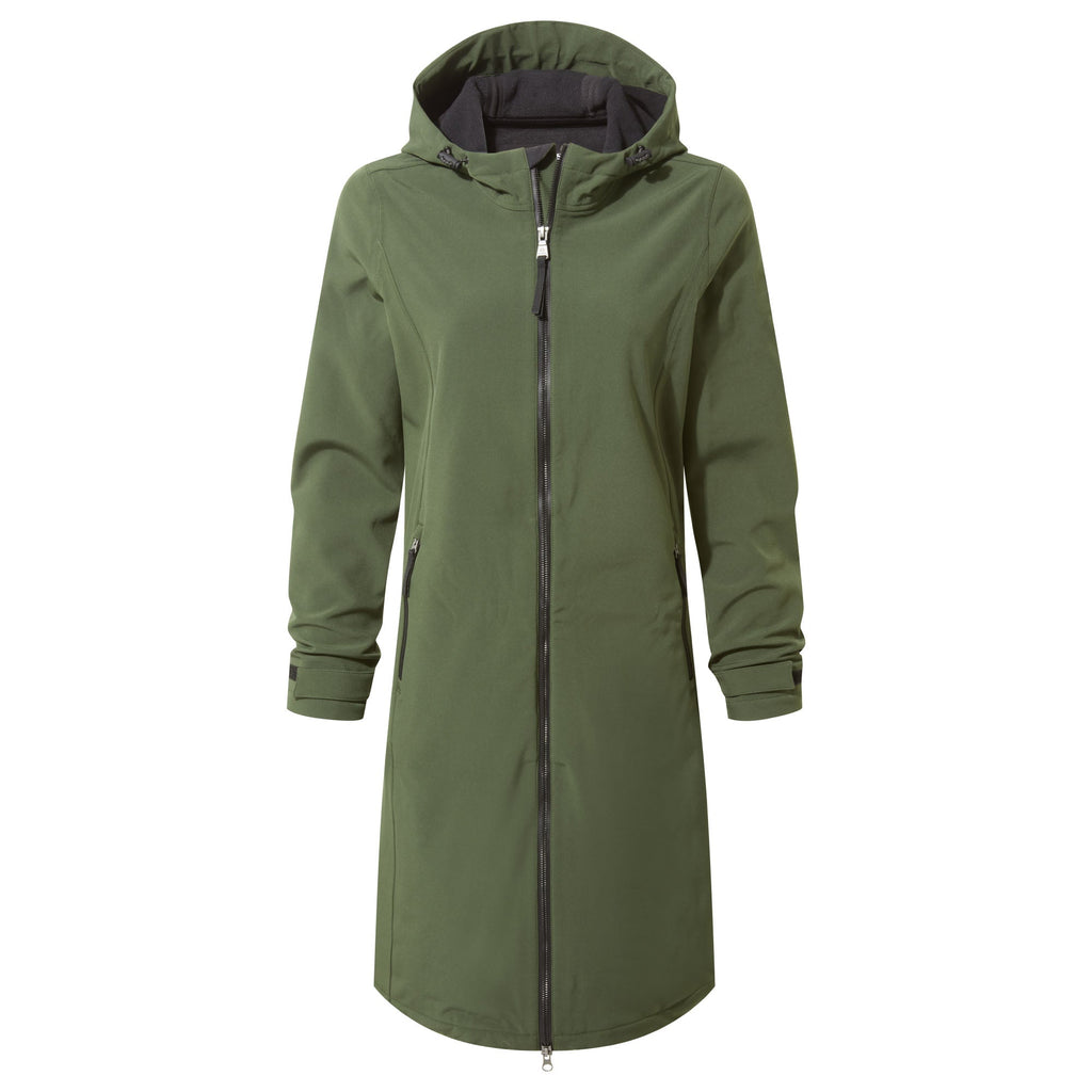 Enya Womens Longline Waterproof Softshell Jacket - Dark Green - Image 8