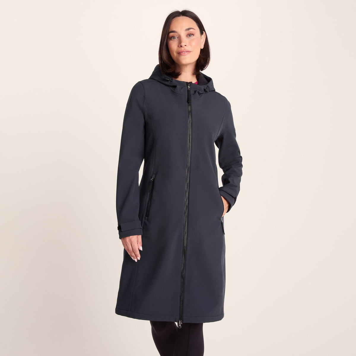 Enya Womens Longline Waterproof Softshell Jacket - Dark Indigo - Image 2