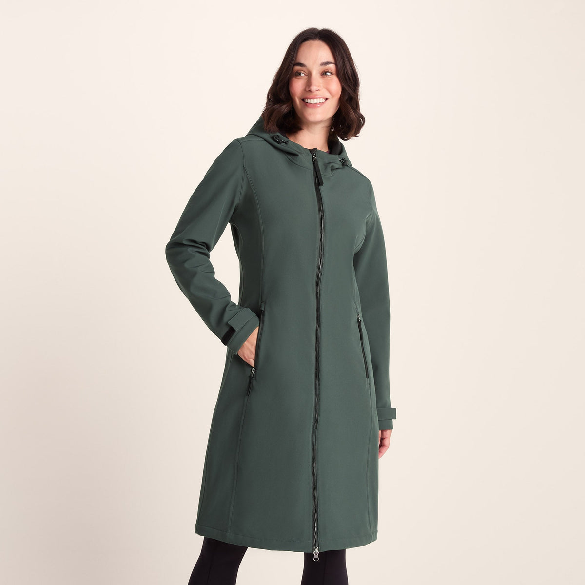 Enya Womens Longline Waterproof Softshell Jacket - Racing Green - Image 2