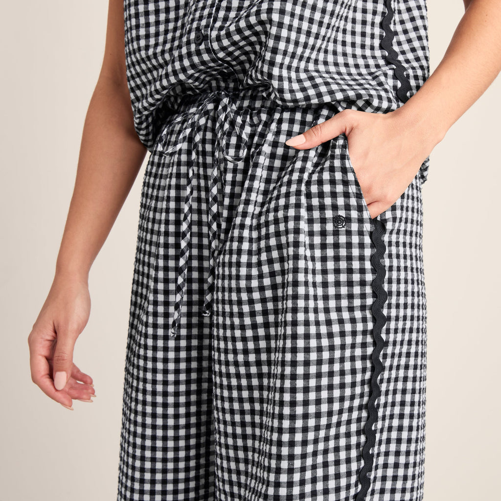 Fearne Womens Gingham Trousers - Black Check - Image 6